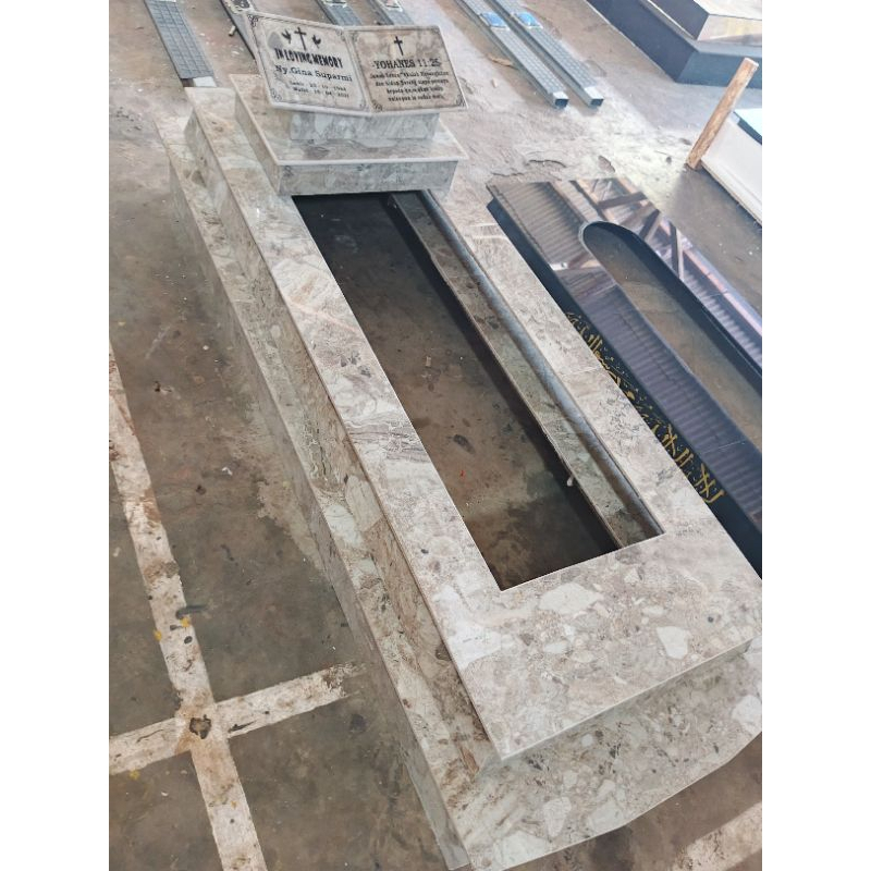 FULL MAKAM KRISTEN 2 TRAF LORENG/FUL SET NISAN GRANIT TILE BERKUALITAS+GRATIS PACKING KAYU
