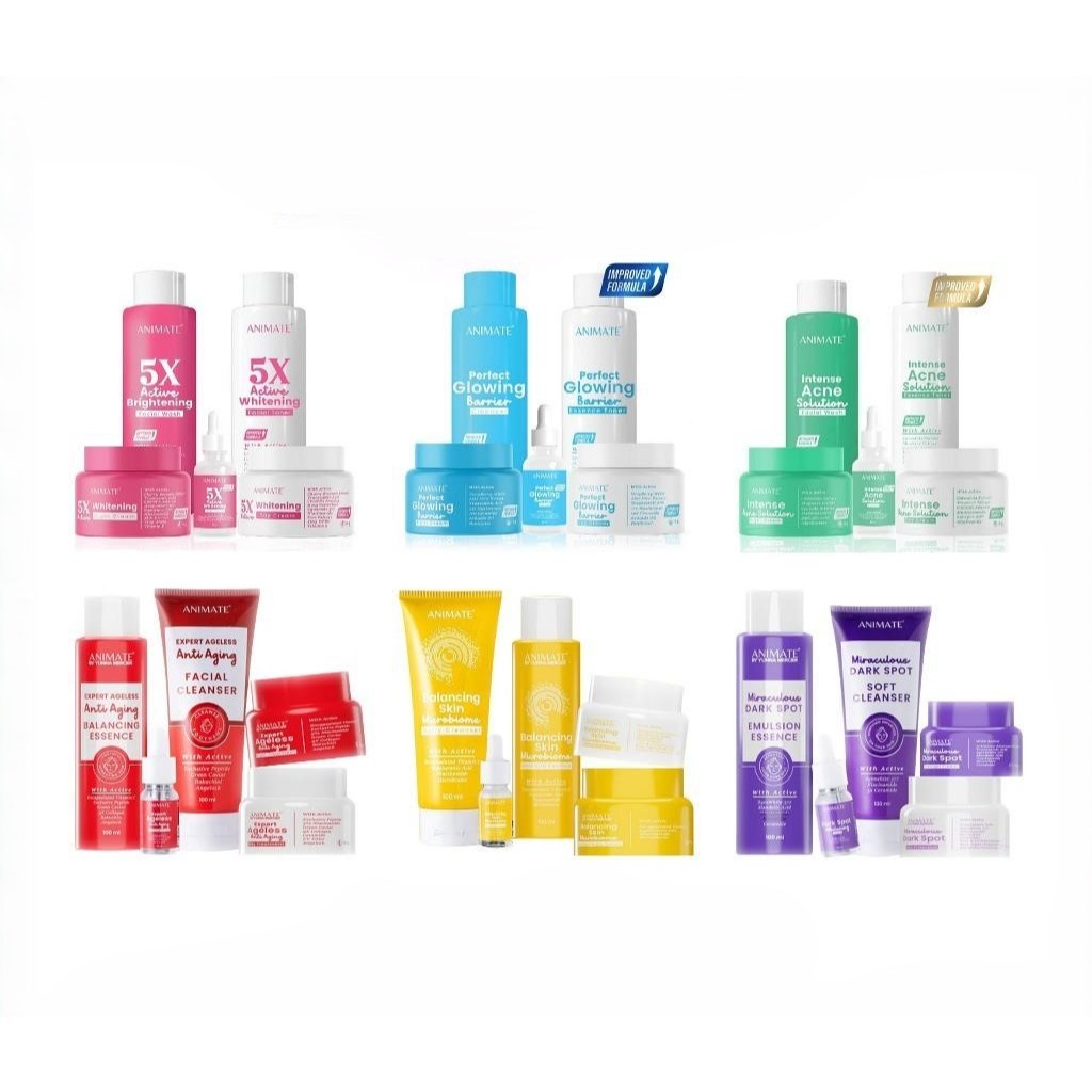 AS PAKET ANIMATE Whitening 5in1 / Glowing Barrier 5in1 / Acne Series 5in1 - AS BPOM
