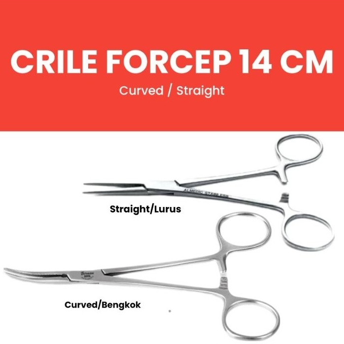SK Crile Haemostatic Forcep Lurus/ Bengkok Crile Forcep 14 Cm Instrumen