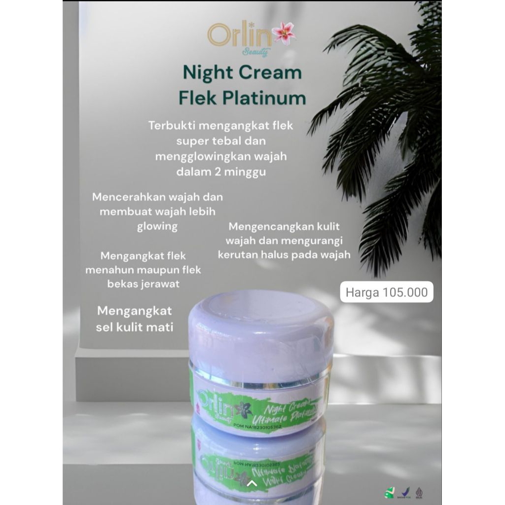 CREAM MALAM FLEK/NIGHT WHITENING BPOM ORLIN BEAUTY SKINCARE