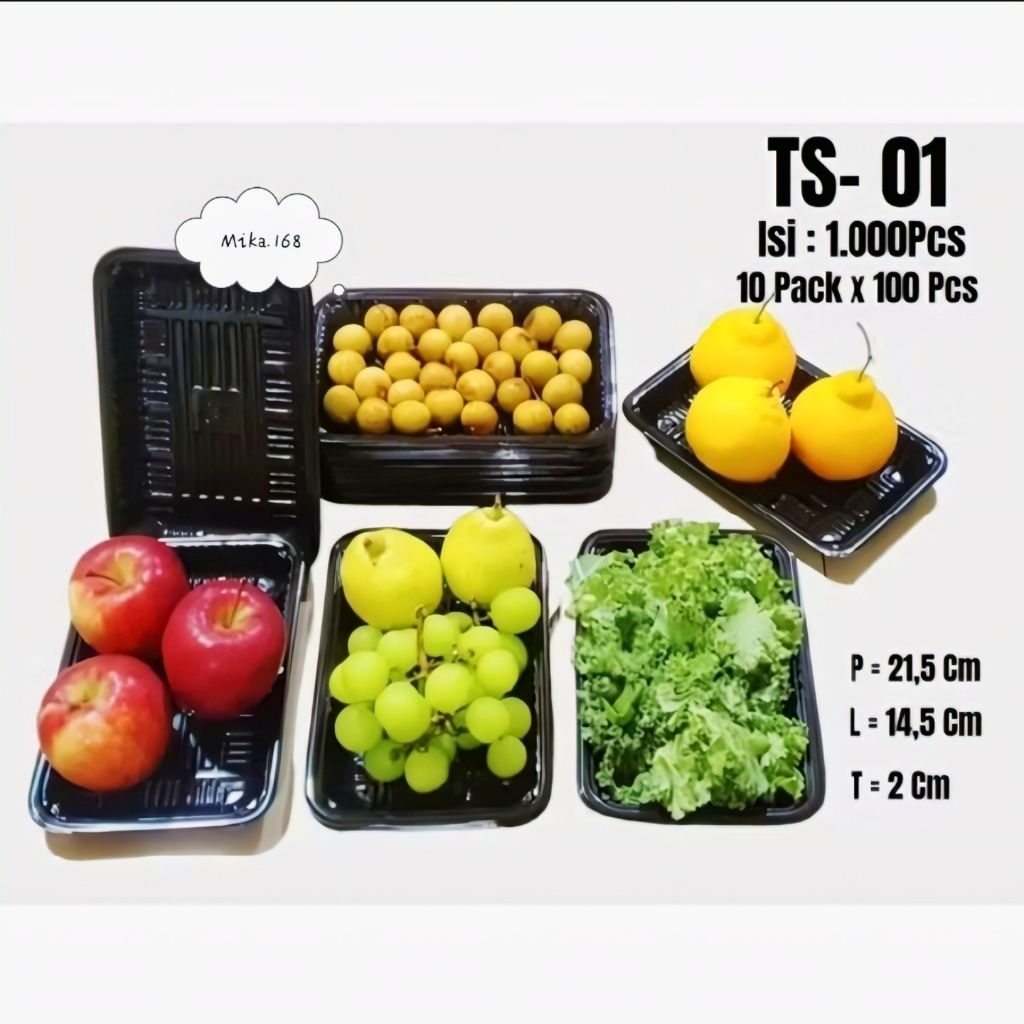 Piring plastik buah warna hitam isi 20pcs