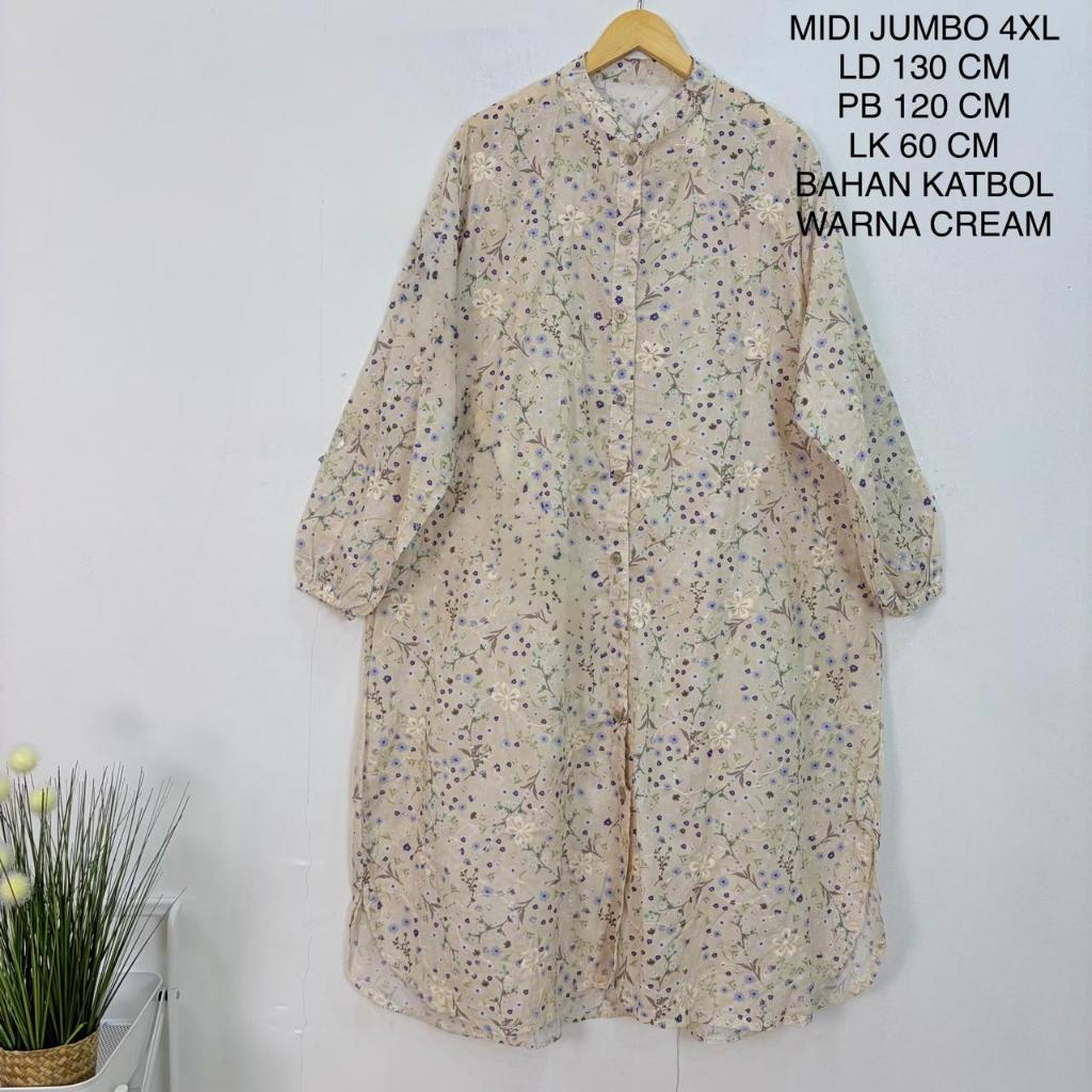 Midi Jumbo Ld 130 Cm Bahan Katun Bordir Model Kekinian - Devika Long Tunik