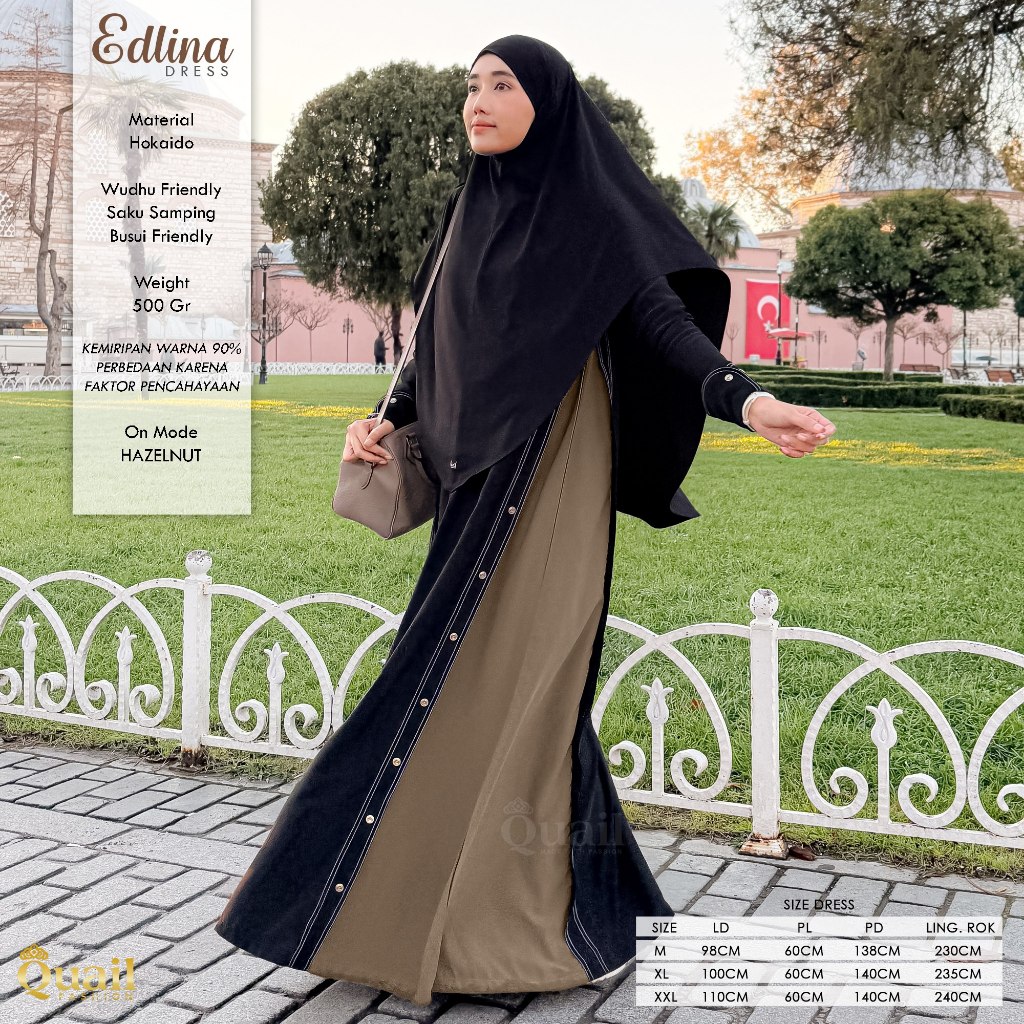Quail Hijab - Edlina Dress | Gamis Jumbo Kombinasi Warna | Outfit Umroh