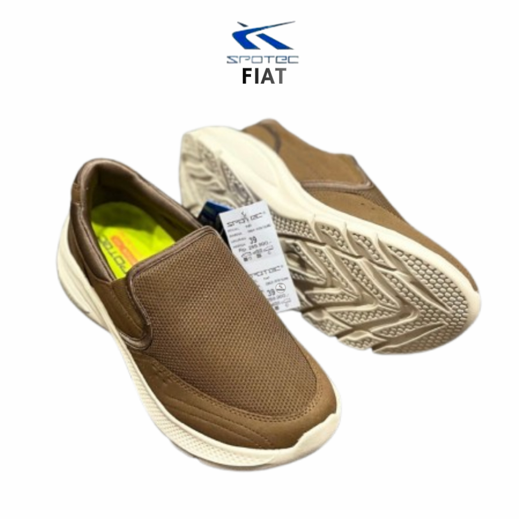Spotec Sneakers FIAT Sepatu Slip On Sneakers Pria - Cokelat Putih Tulang