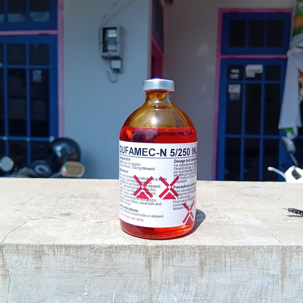 DUFAMEC-N 5/250 INJEKSI 100 ML - Obat Cacing Hati Sapi Kerbau Kambing Domba
