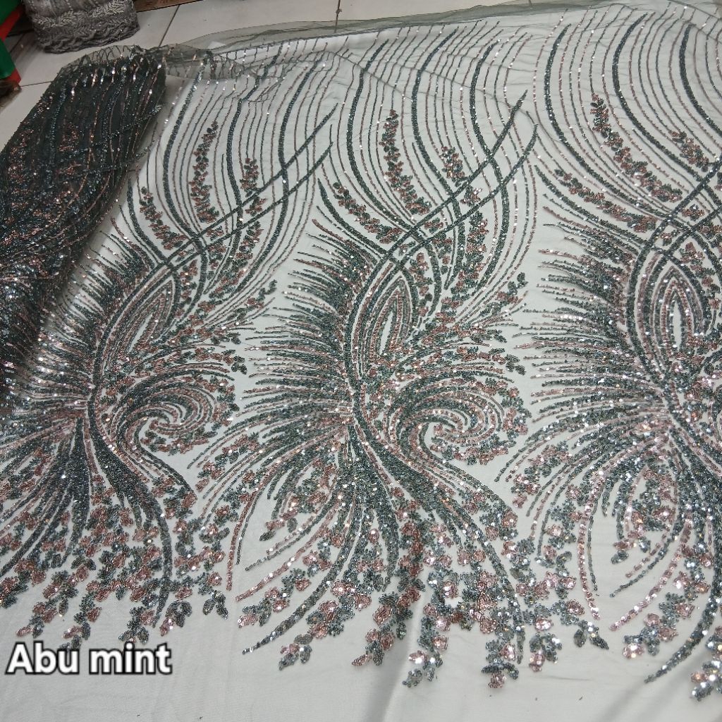(COD)Kain tile payet elishab jepang premium / Kain tile payet elishab jepang mewah ful payet aksesor