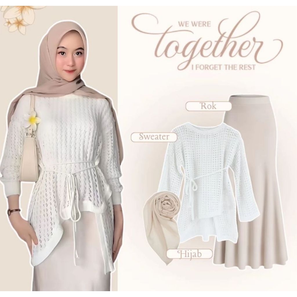 Outfit Remaja / Setelan Wanita / One Set Wanita / Outfit Pantai/ Blouse + Hijab + Rok Duyung / Setel
