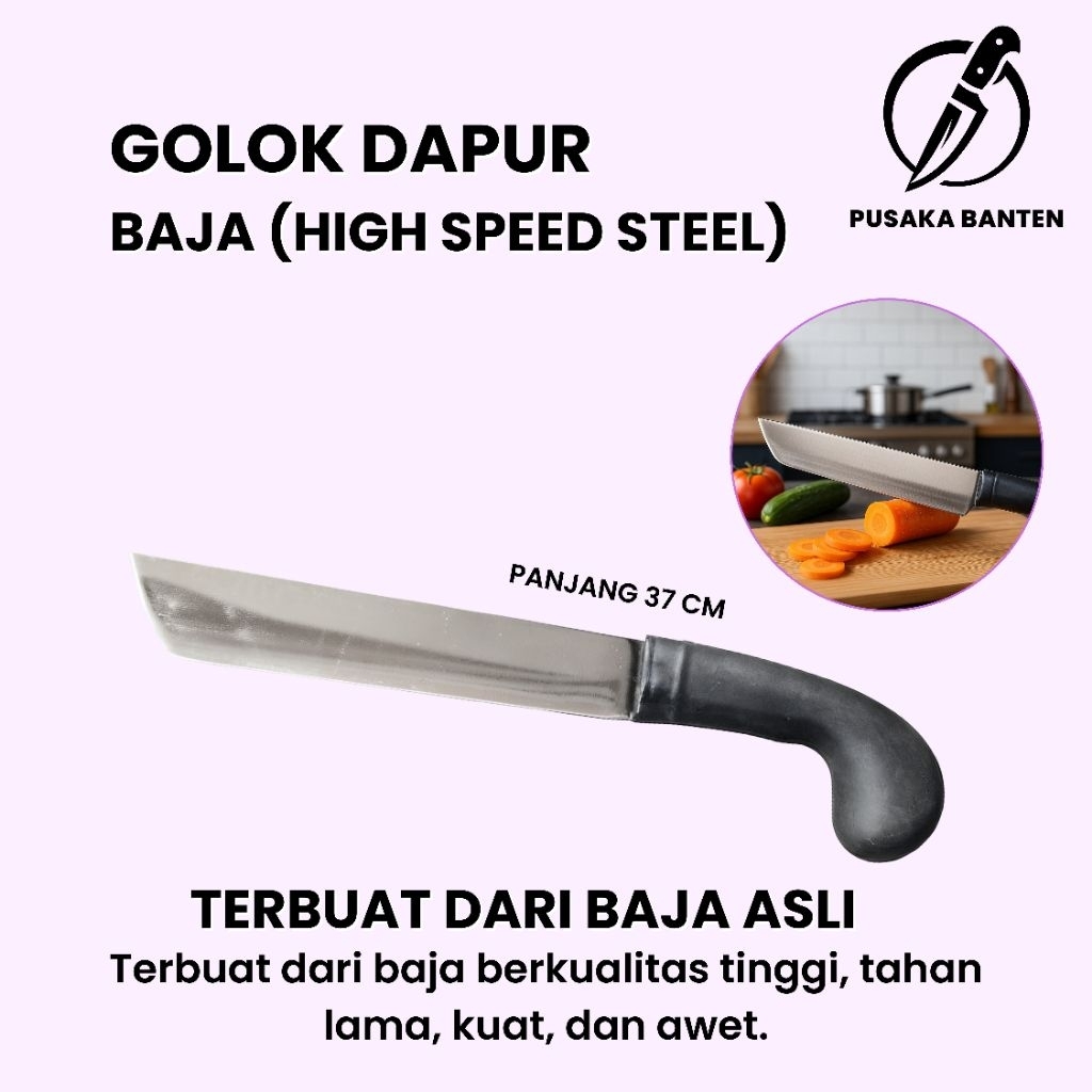 Golok Dapur Kerja Kebun Tajam Baja Asli