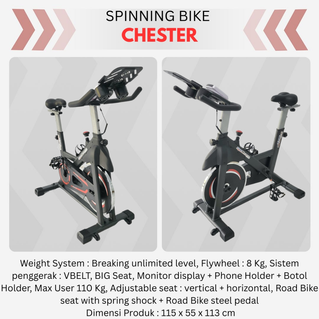 [SPORTKER] Alat Olahraga Sepeda Statis Chester Spinning Bike | Sepeda Statis | Alat Fitness | Alat O