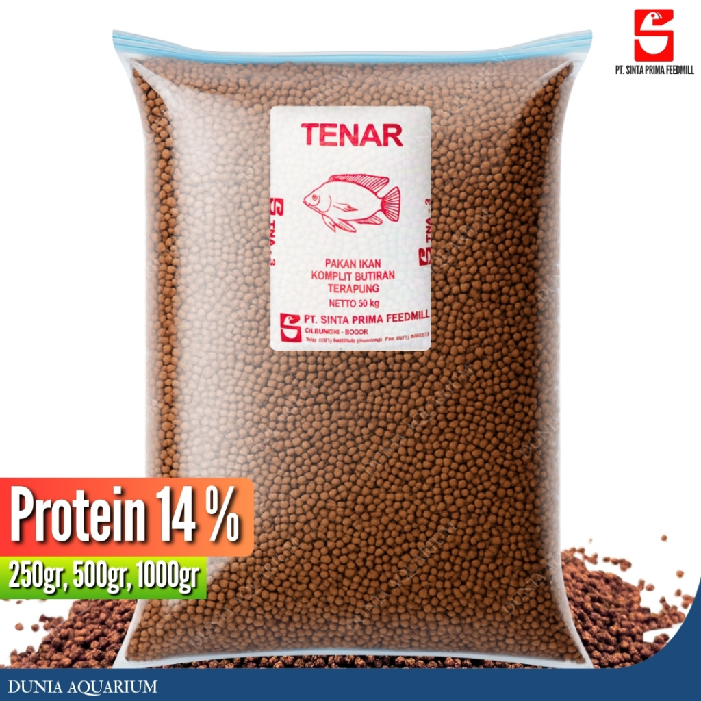 SINTA TOP TENAR Pakan Ikan Kemasan 1kg & 1/2kg Protein 14% Lele Nila Gurame Mas Patin TOP TENAR TNA-