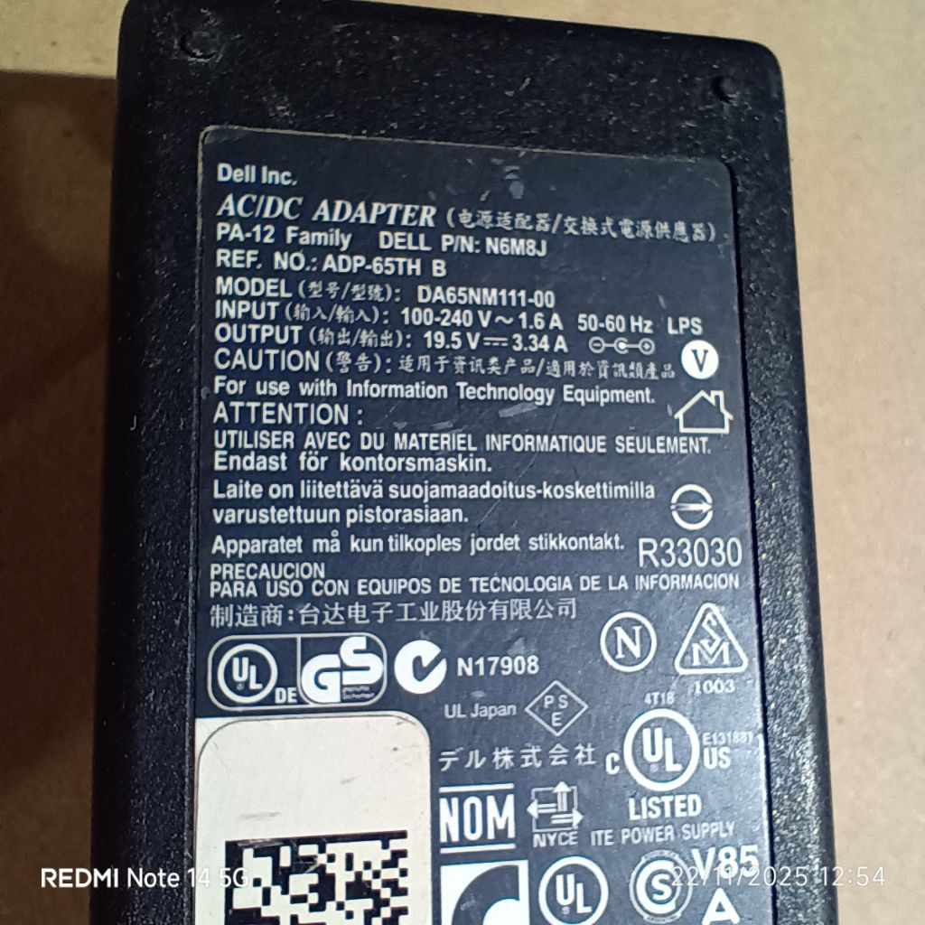 adaptor laptop dell 19v 3,34a ori buntung normal