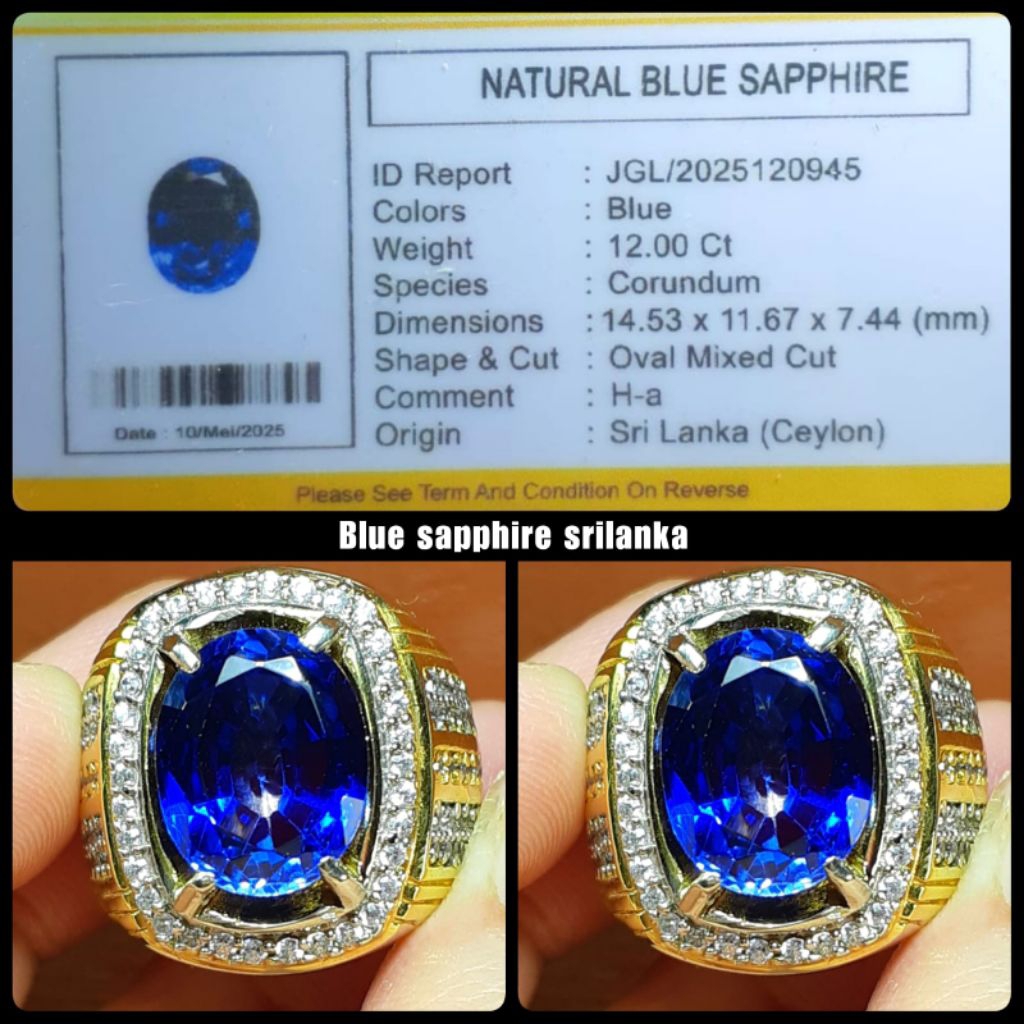 natural batu sapphire asli Srilanka jumbo royall blue