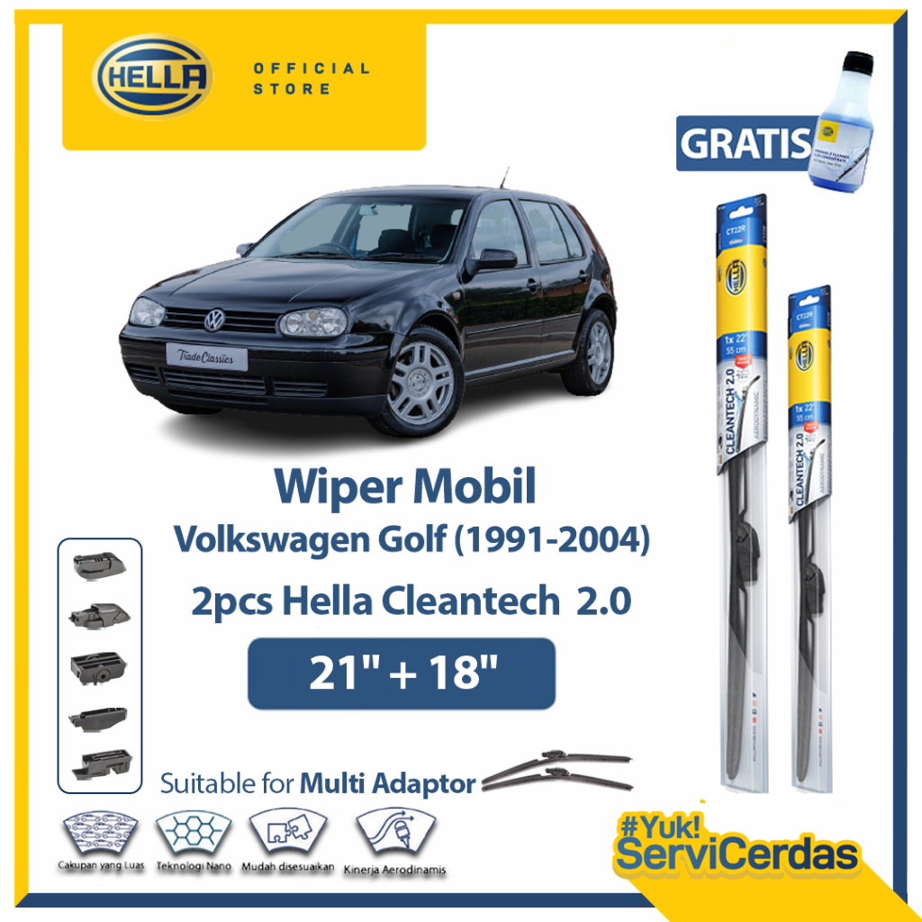 Wiper Mobil VW GOLF 1991-2004 (21”+18”) - HELLA Cleantech 2.0