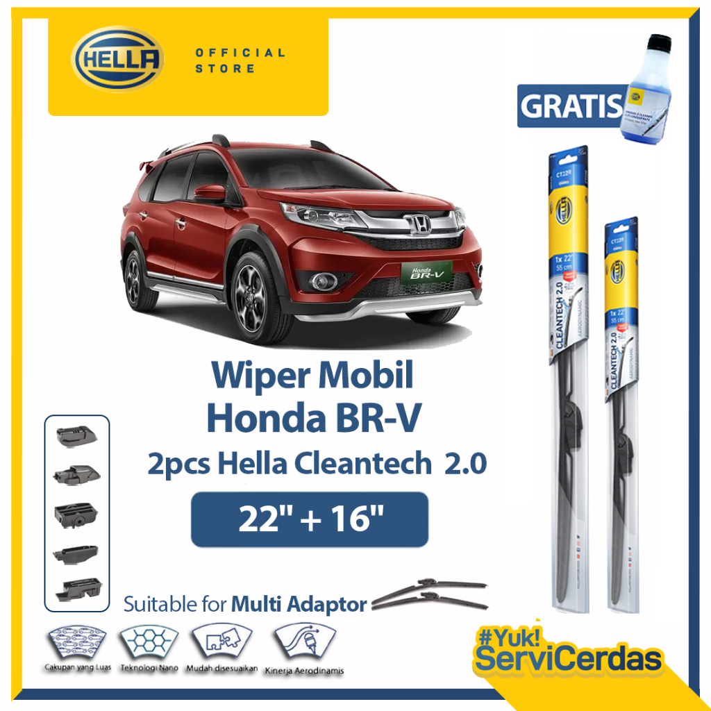Wiper Mobil HONDA BRV 22" + 16" (2pcs) - HELLA Cleantech 2.0