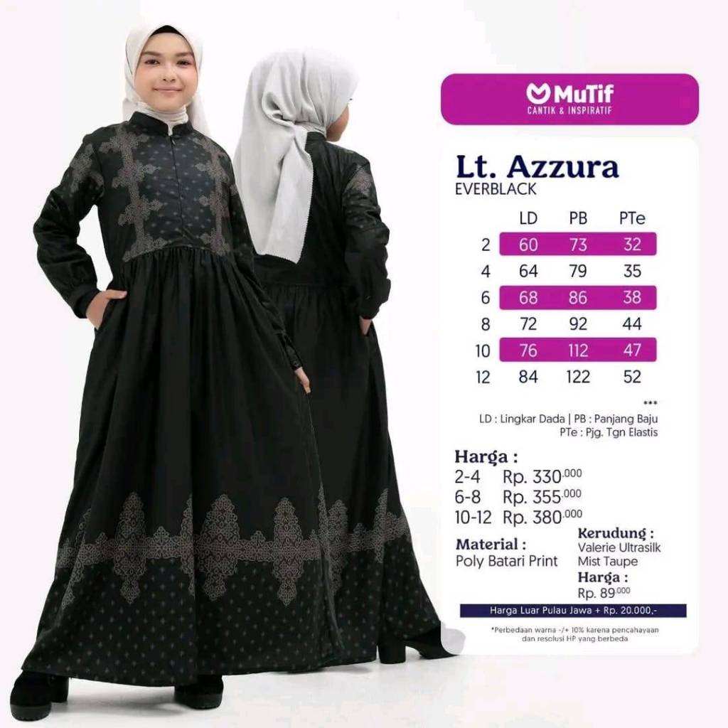 GAMIS ANAK MUTIF / AZZURA EVERGREEN / AZZURA EVERBLACK / GAMIS ANAK TERBARU / GAMIS ANAK MUTIF PROMO