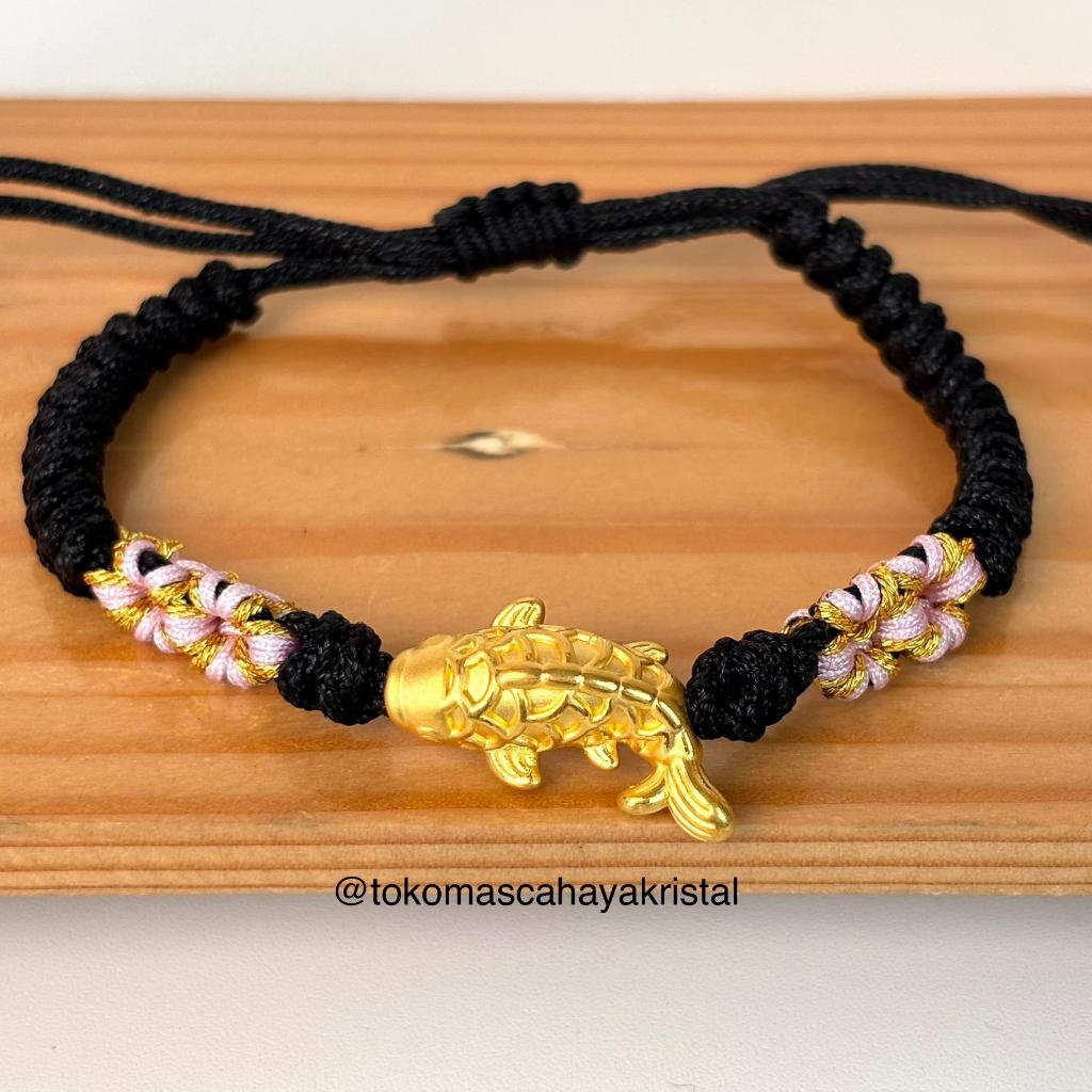 Gelang Tali Emas Charm Ikan Koi cat 24k HK Hongkong 999% -Gold Bracelet