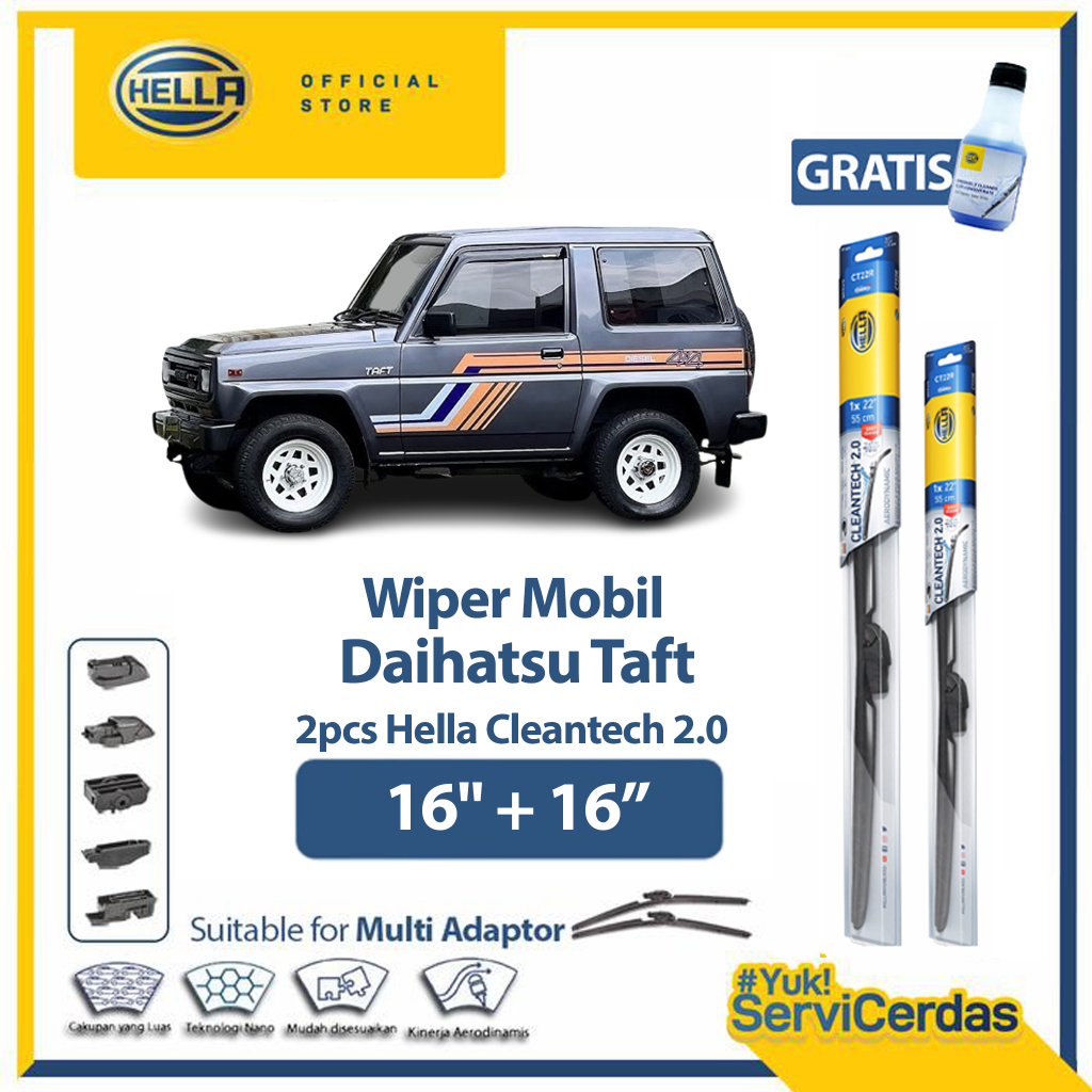 Wiper Mobil DAIHATSU Taft 16” + 16” (2pcs) - HELLA Cleantech 2.0