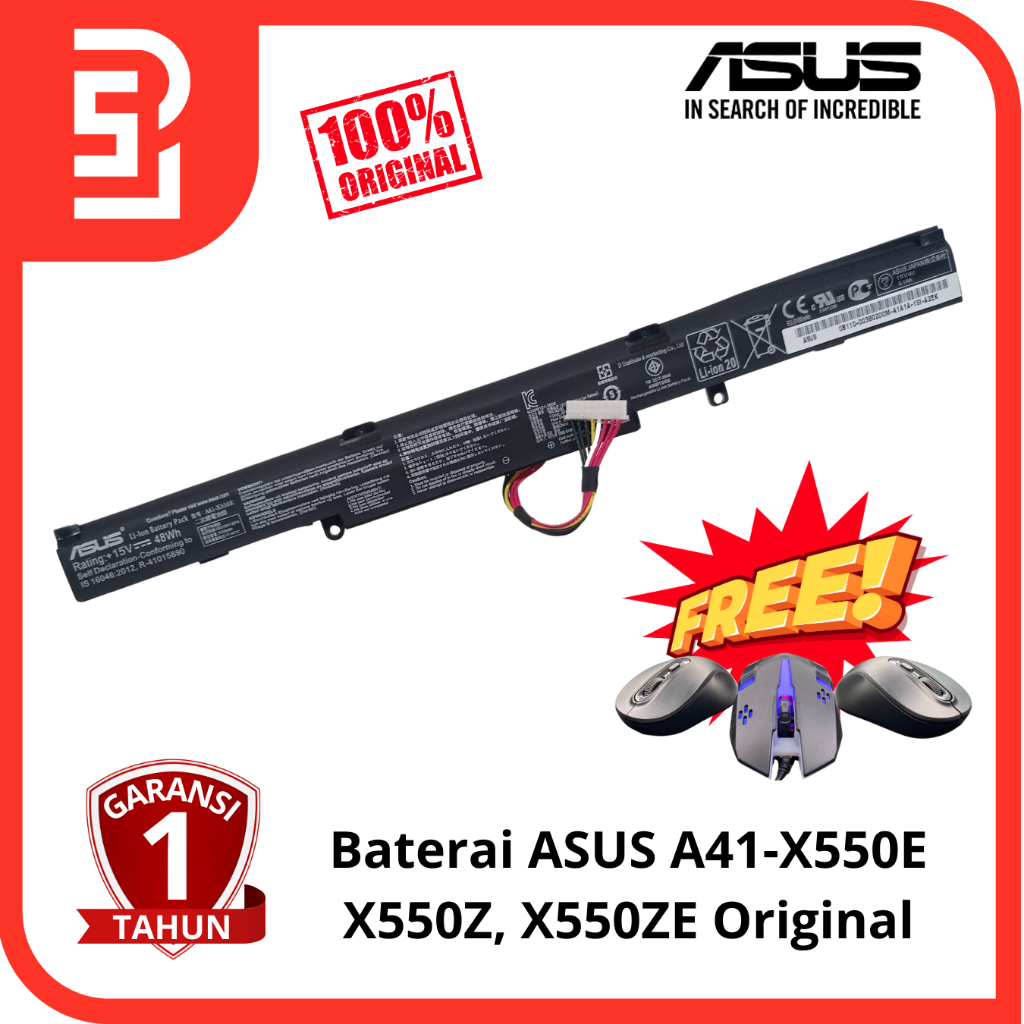 BATERAI ASUS X550E X550Z X550ZE A41-X550E ORIGINAL