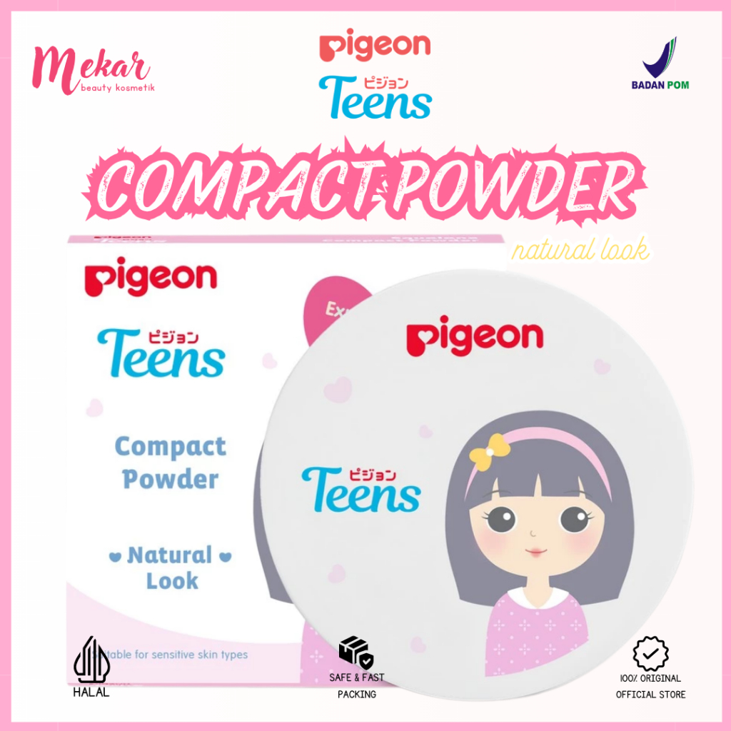 PIGEON TEENS Compact Powder Pink Dengan Squalane | Bedak Pigeon