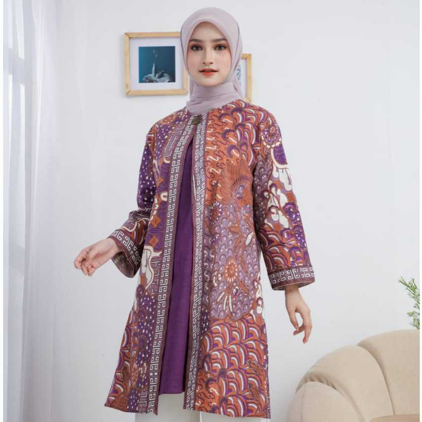 Batik Tunik Wanita Katun Stretch Premium Arya Brahma motif lembayung