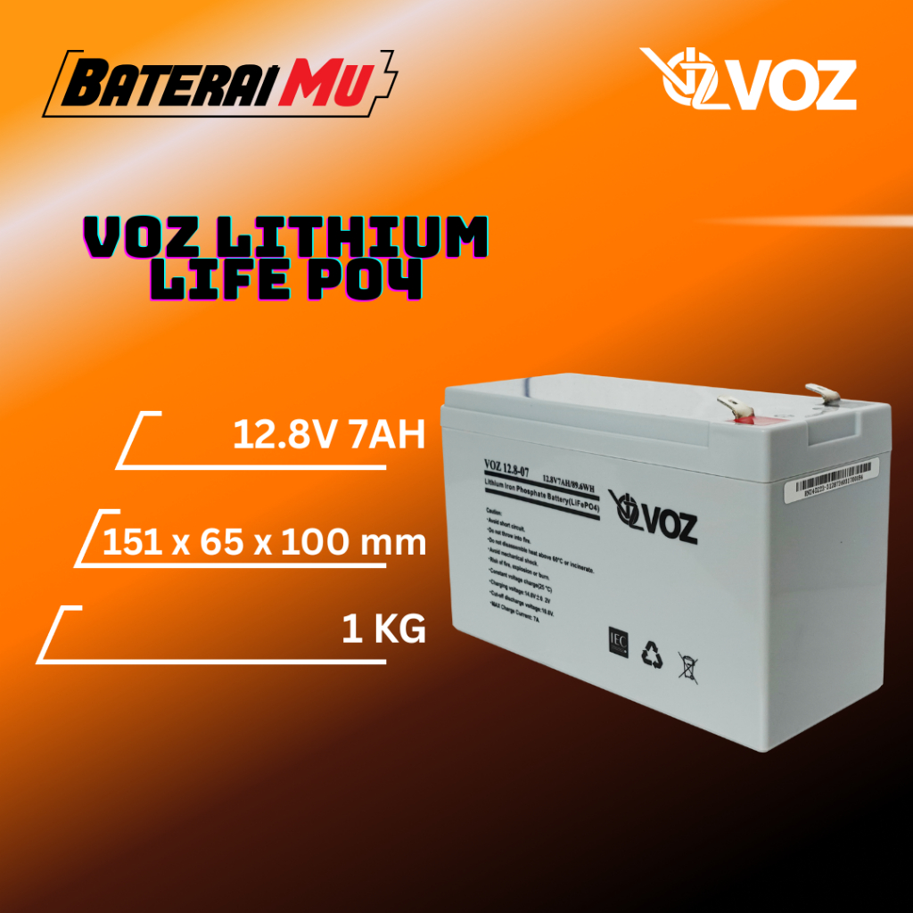 BateraiMu Voz Baterai LifePO4 12.8V 7Ah | Baterai Lithium 12.8V 7Ah