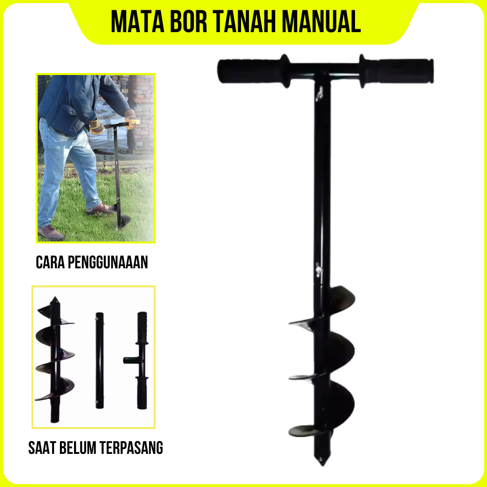 Bor Biopori Tanah Manual Mata Bor Ukuran 10 cm Menggali Tanah Tanpa Listrik Ramah Lingkungan