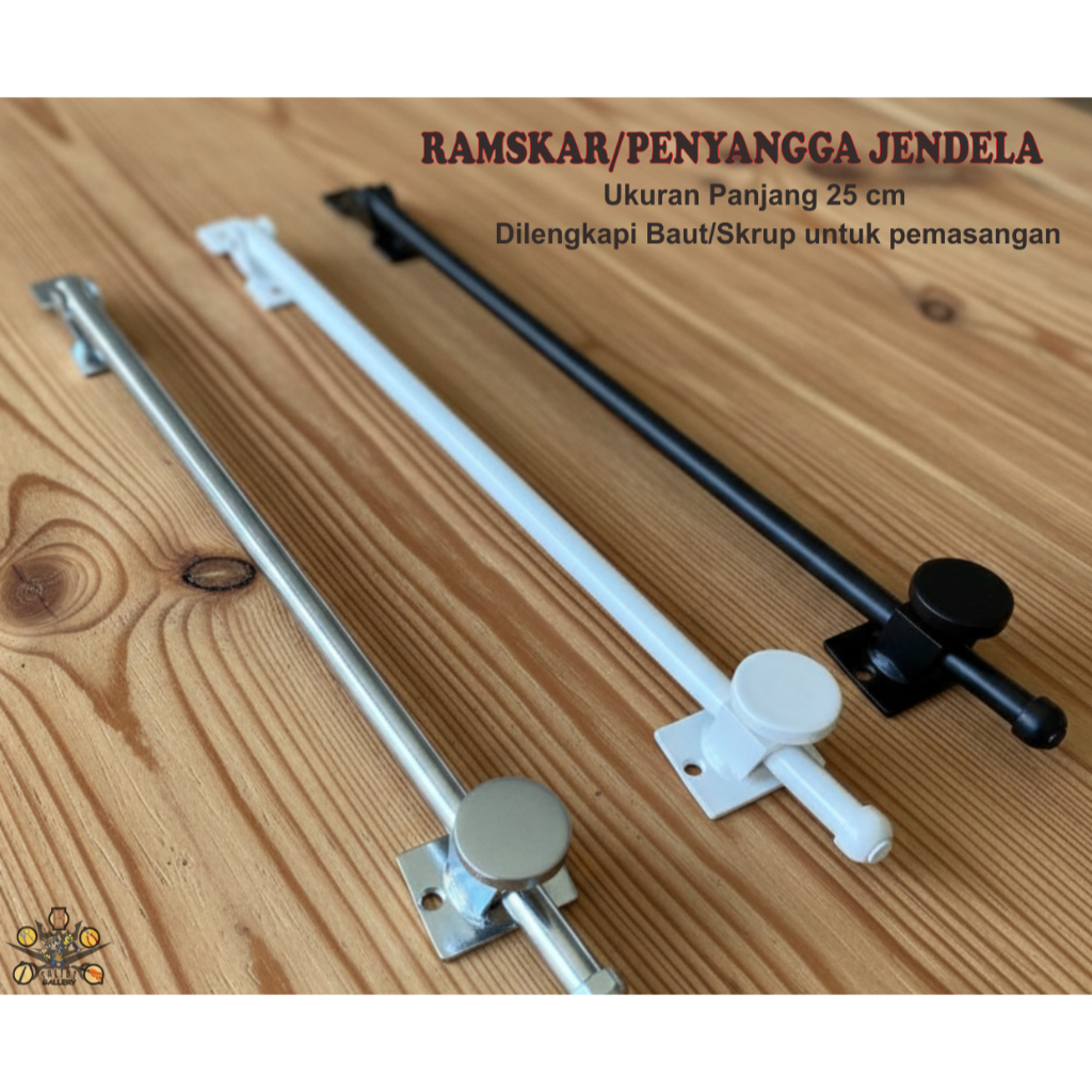 Ramskar Penahan Jendela Penyangga Jendela Hak Angin Bahan Stainless Steel Panjang 25cm
