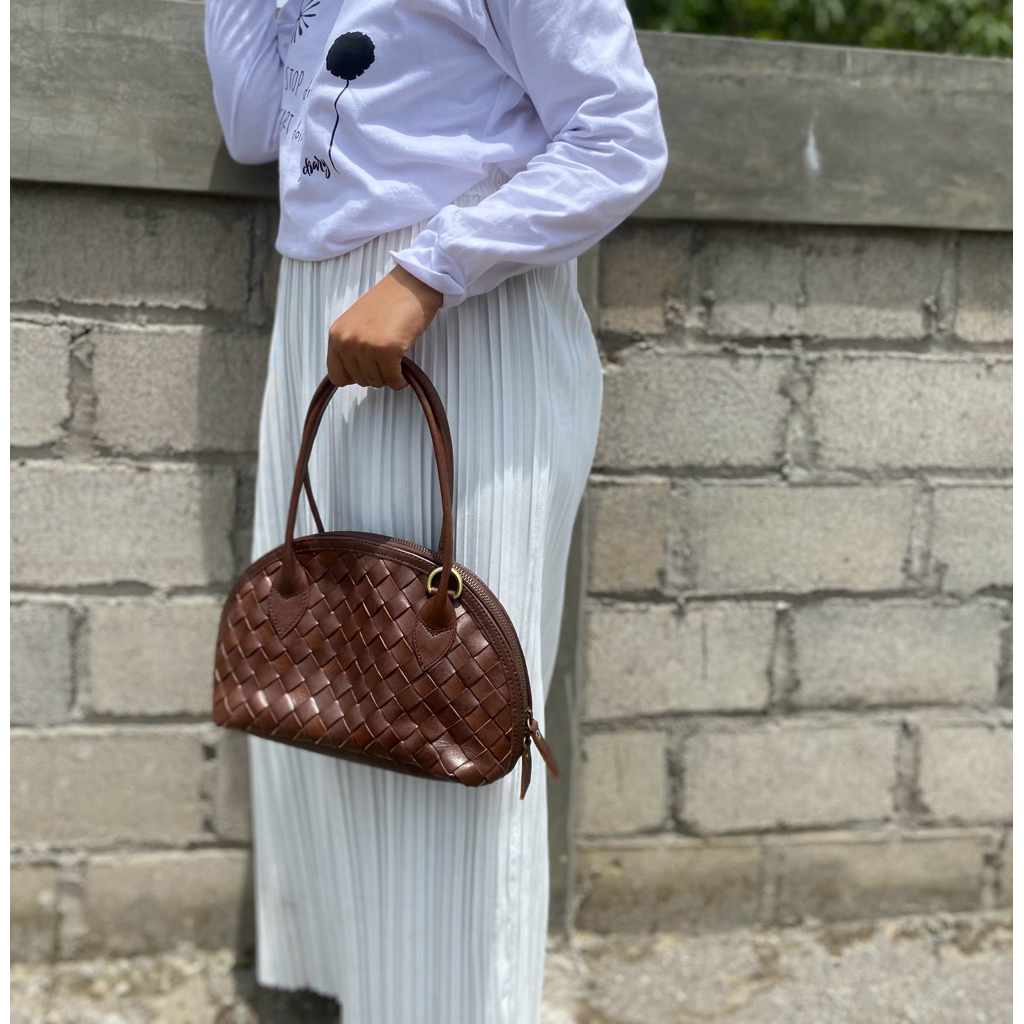 Handbag anyam kulit - tas kulit anyam tenteng