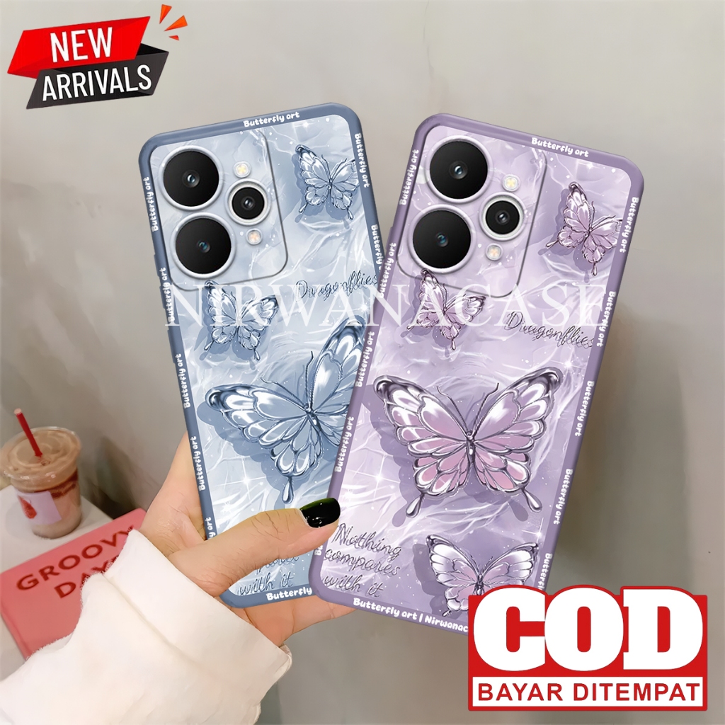 Softcase Hp Realme 15 - Realme 15 pro - Realme 14 - Realme 14T Motif Kupu - Kupu Bingkai Case Pro Ca