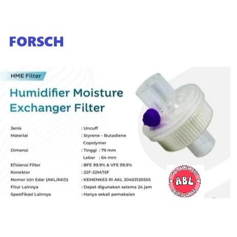 HME Filter Bakteri FORSCH & INNOQ. HMEF Breathing Filter Ventilator