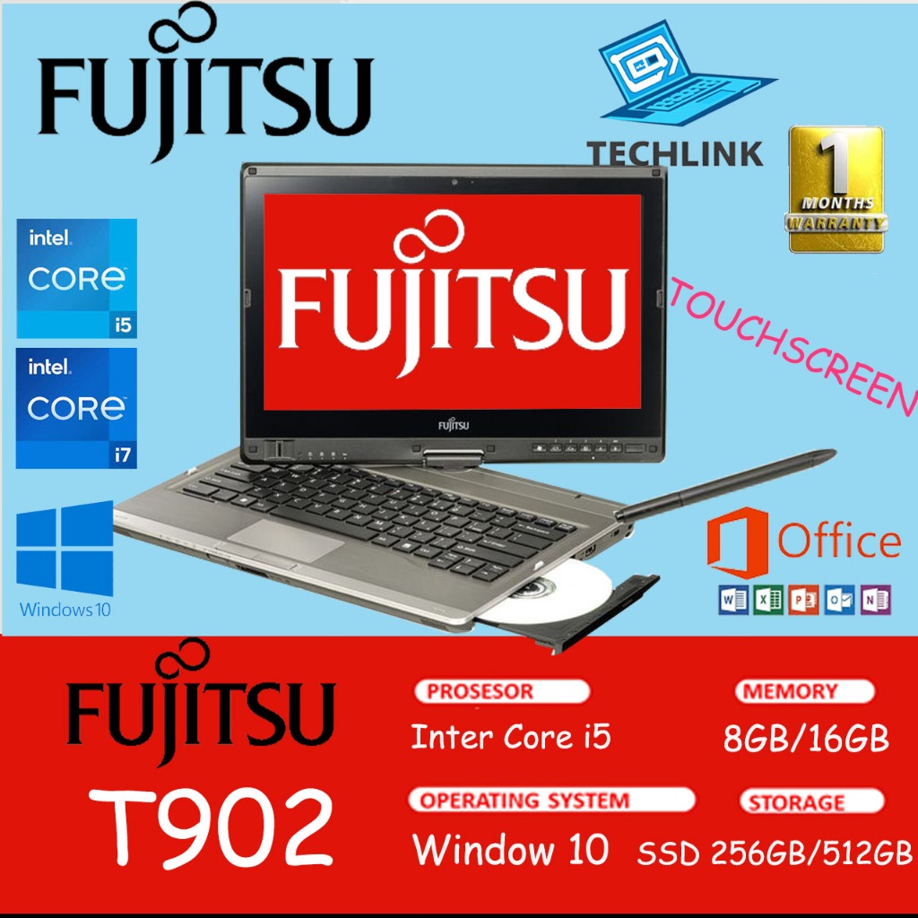 Laptop Fujitsu ARROWS T902 Touchscreen Q507/Q508 Q Series atom SSD 128/256GB–Laptop Bekas Murah & Ga