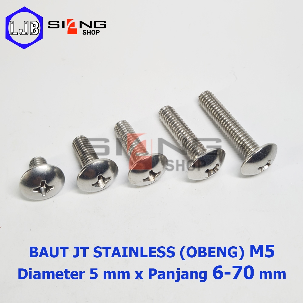 Baut JT Stainless M5 panjang 6 sd 70mm