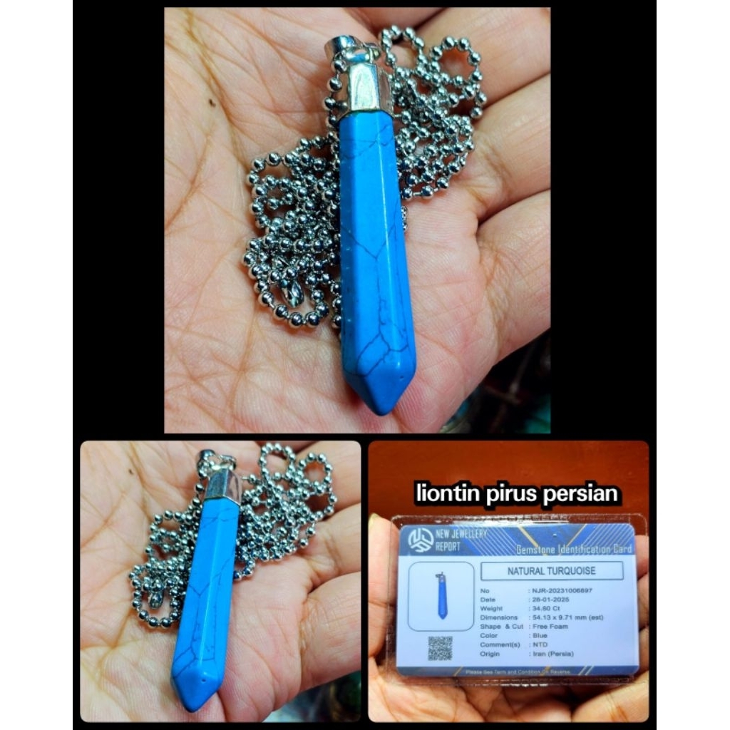 batu akik pirus persian iran colour blue fancy ( liontin )
