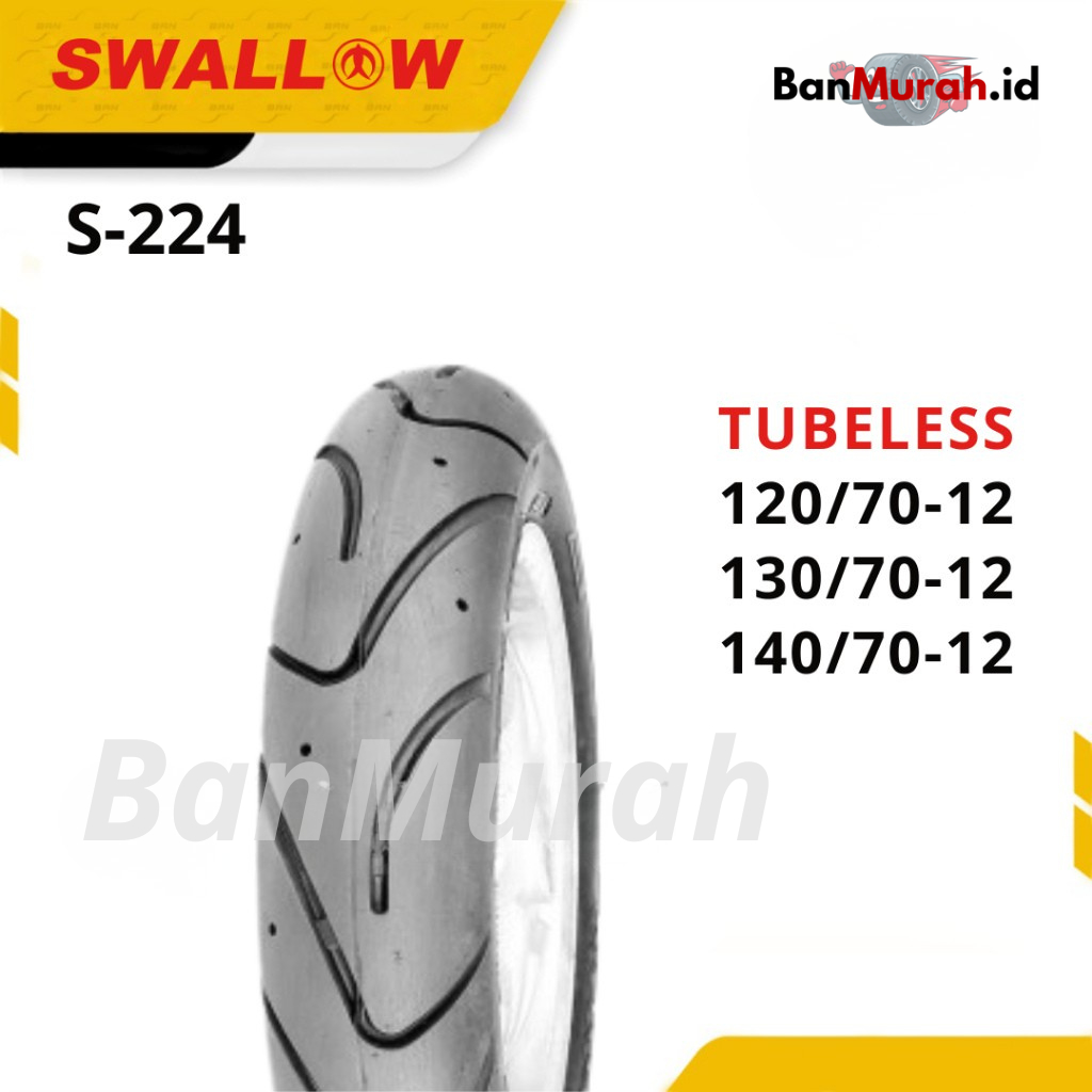 Ban Luar Sepeda Motor Swallow S-224 120/70 130/70 140/70 Ring 12 Tubeless