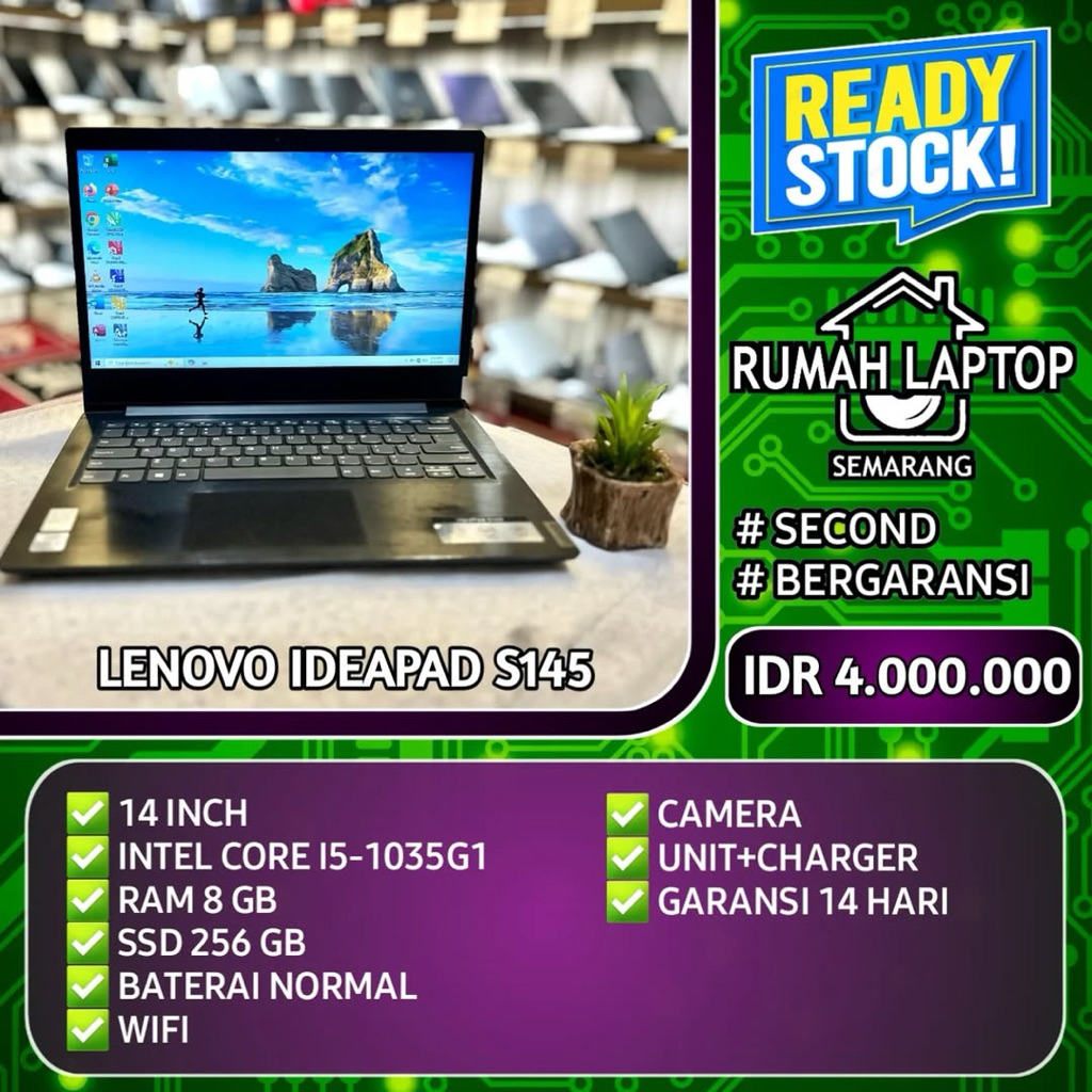 Laptop Lenovo ideapad S145 (second). Intel Core i5-1035G1. RAM 8 GB. SSD 256 GB.