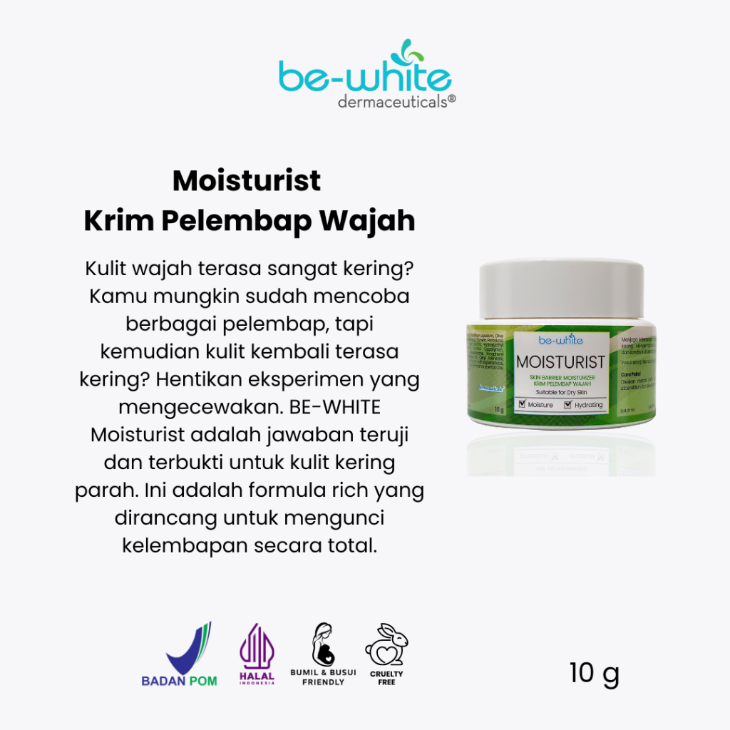 BeWhite Moisturist 10gr - Krim Pelembab Wajah