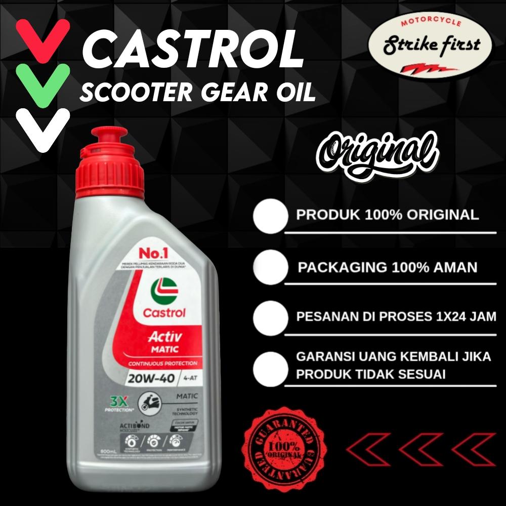 OLI CASTROL OLI MESIN MOTOR CASTROL ACTIV MATIC 20W-40 (0.8L)