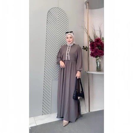 Ameera Dress Gamis Set Rompi - Outer Remaja Kekinian Fashion Muslim Rompi Dewasa Cringkel Airflow Pr