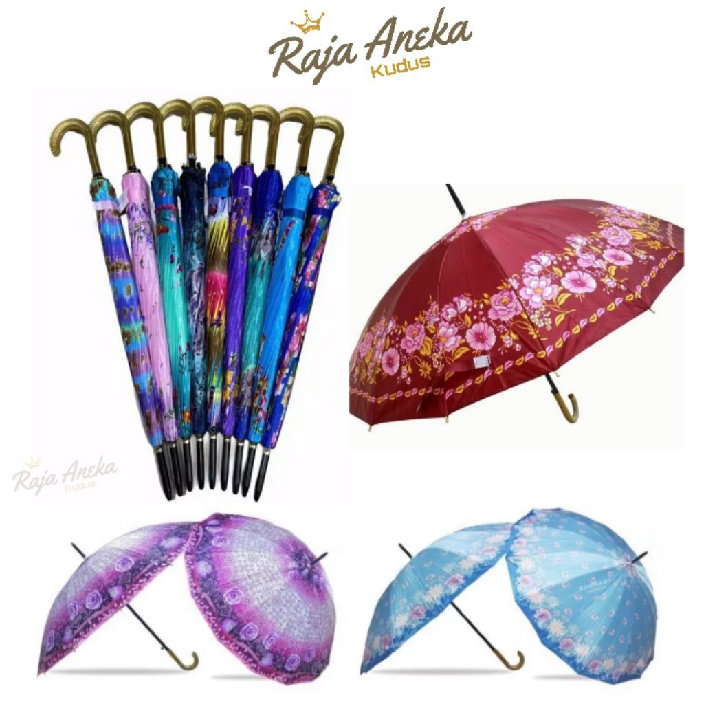 PAYUNG SATIN 16 JARI  MOTIF / PAYUNG SATIN RUJI 16