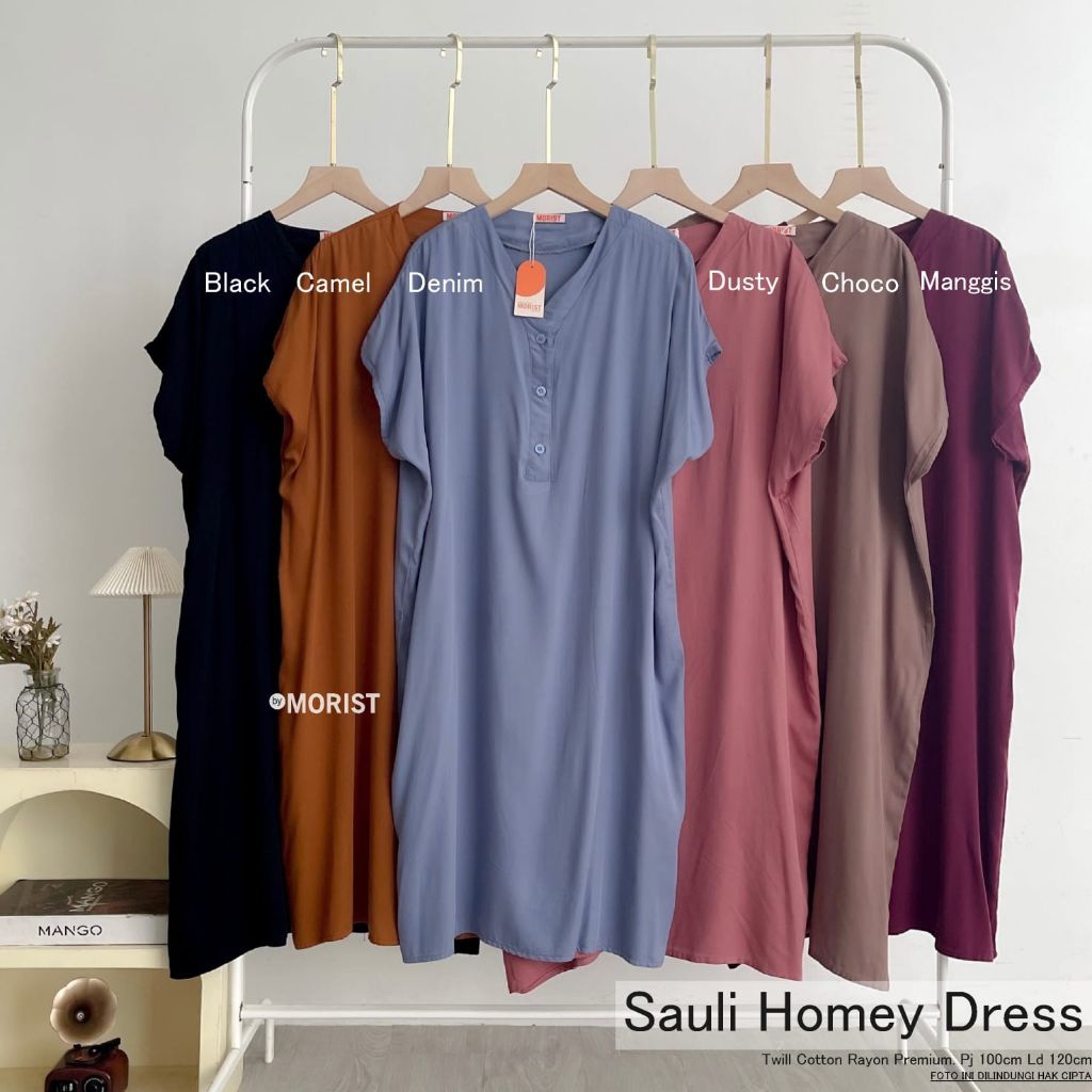 Sauli Homey Dress Daster Pendek Premium Cotton Rayon Original Morist Berlabel