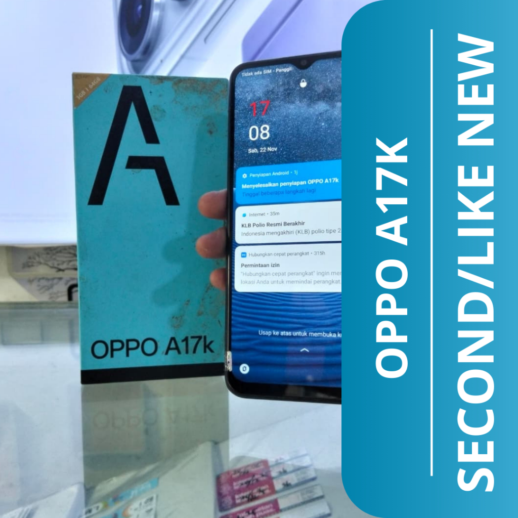 HP SECOND OPPO A17K (3/64) / OPPO A17K HP SECOND /SECOND LIKE NEW