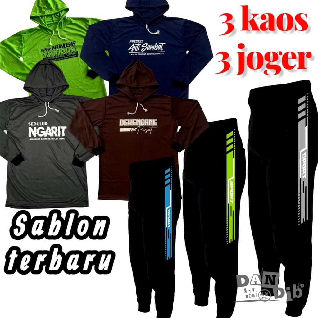Terlaris Promo Paket 3 pasang setelan kaos dan Celana training kaos proyek tani nelayan jahitan kuat
