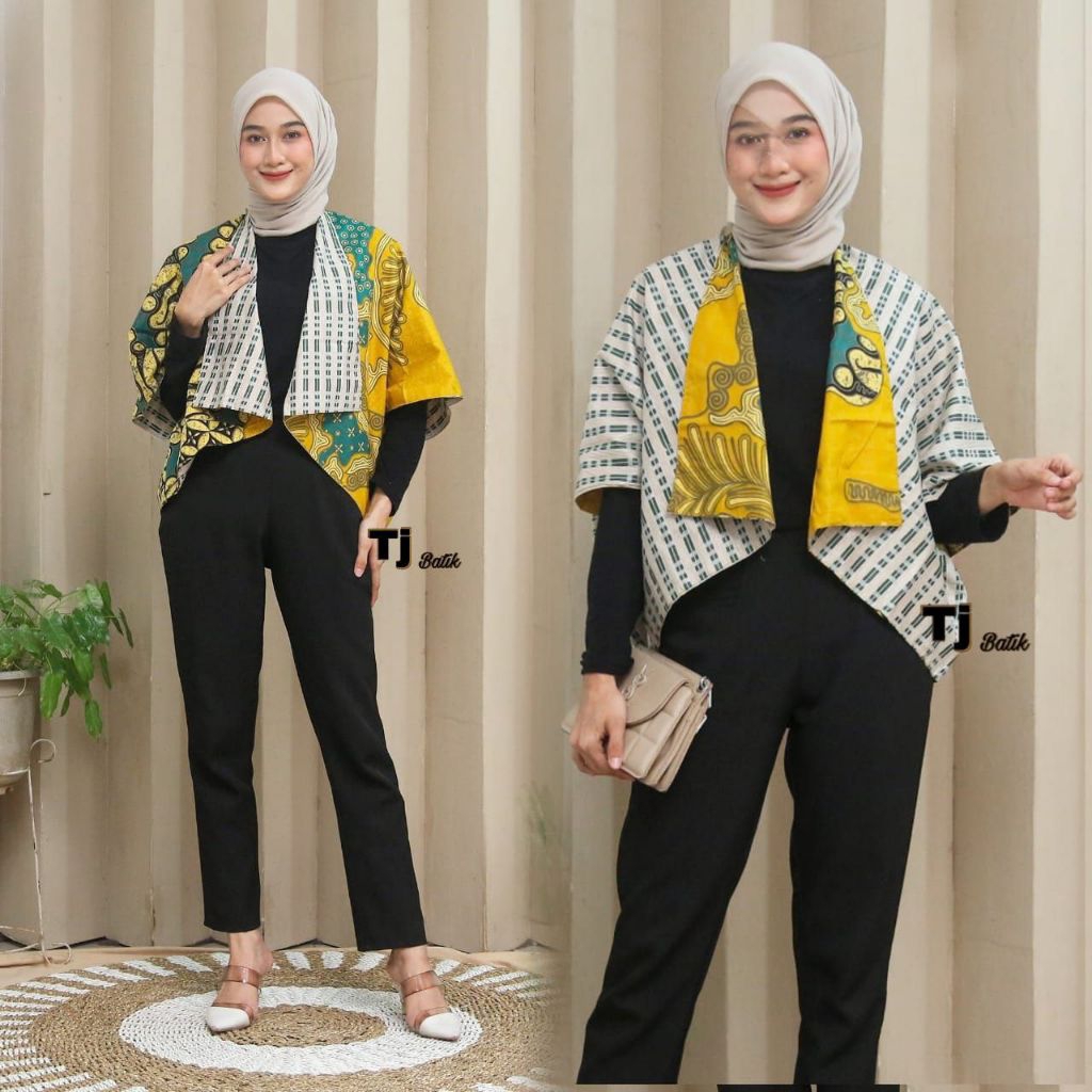 Outer Batik Wanita Atasan Blazer Bolero Lowo Motif Bolak Balik