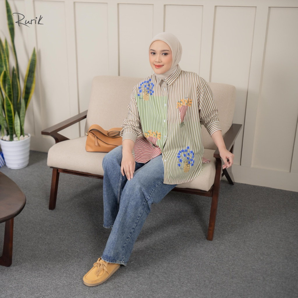 Rurik Higashi Print Shirt Kemeja Printing Wanita Oversize