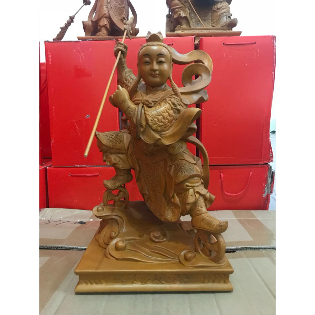 patung dewa nezha - naca - locia - nacha 16in kayu polos