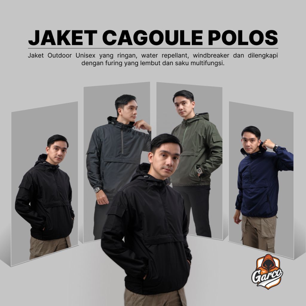 Jaket Cagoule Polos Waterproof Windbreaker by Garco Jacket
