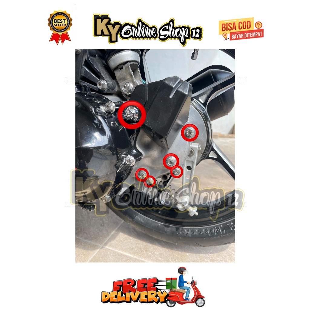 BAUT KRENGKES GARDAN + SENSOR ( 6 BAUT ) BEAT ESP NEW SCOOPY ESP NEW STREET TAHUN 2015 - 2021 CBS HO