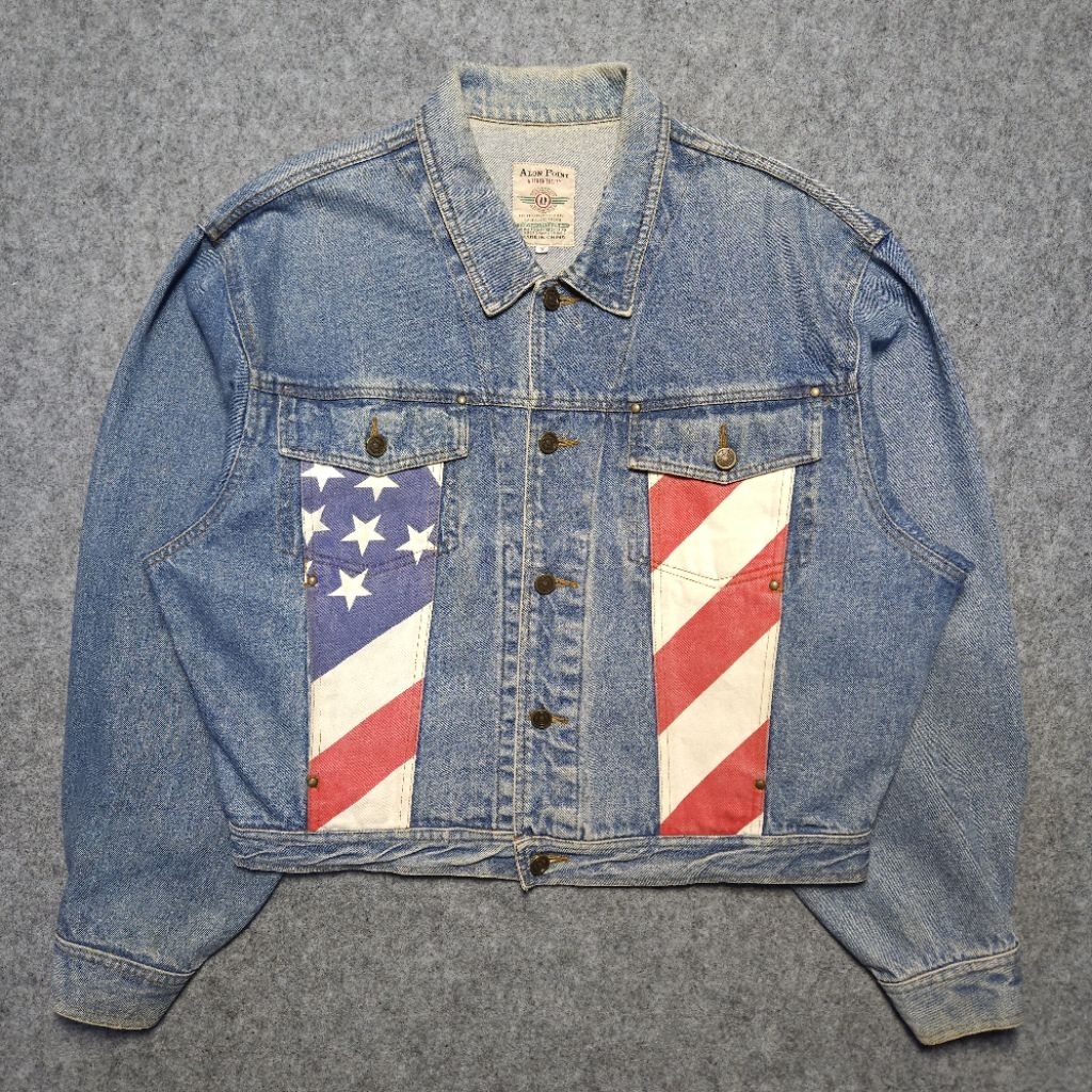 Jaket Denim Type III USA Flag Panel — Rare Vintage Patriotic Jacket