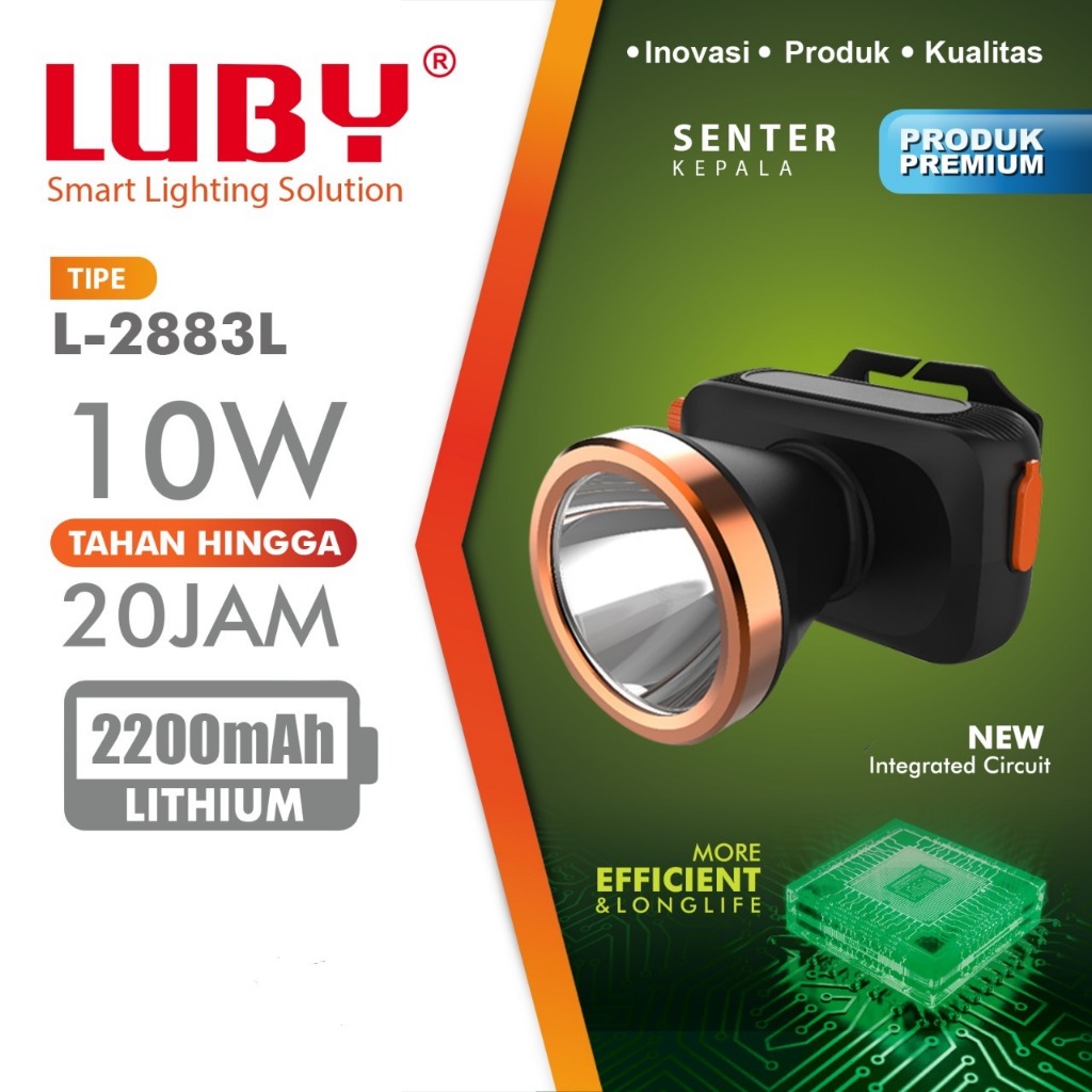 Senter kepala luby 10watt Luby L 2883 dimmer putar