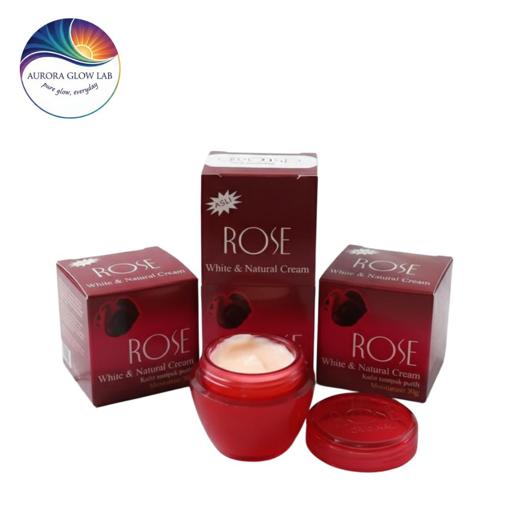 Rose White & Natural Cream Original Krim Wajah Pencerah & Pemutih Glow Cerah Lembut 30g 1 Pcs | Auro